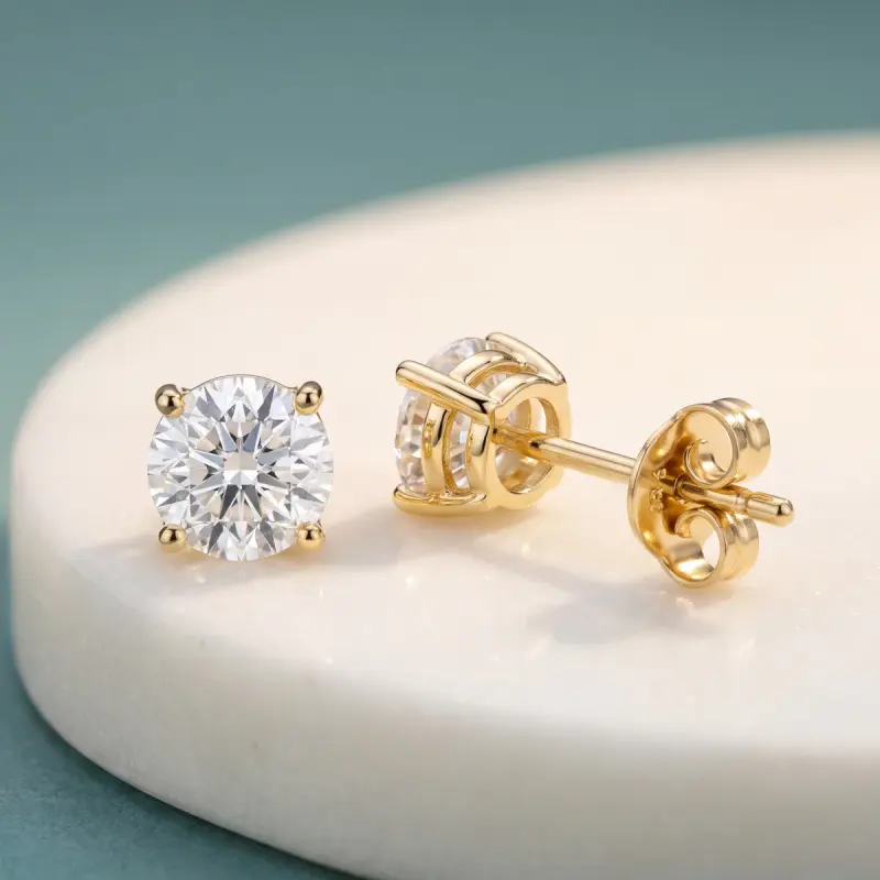Round Lab-Grown Diamond Earrings, 4.00 ct total — 14K yellow gold