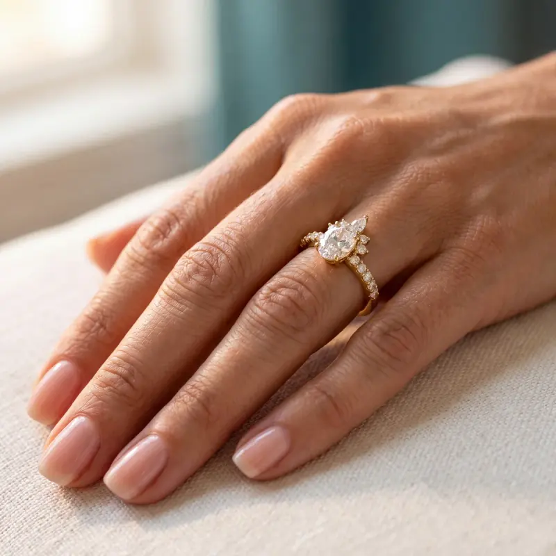 Oval Lab-Grown Diamond Ring with Side Stones, 1.86 ct — 14K yellow gold (2/2)