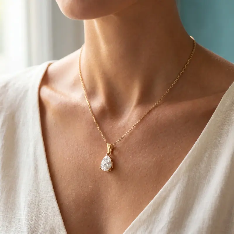 Pear Lab-Grown Diamond Pendant, 2.00 ct — 14K yellow gold (2/2)