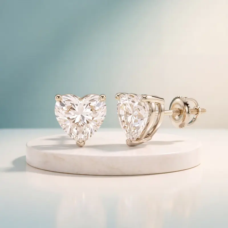 Heart Lab-Grown Diamond Earrings, 4.00 ct total — 14K white gold