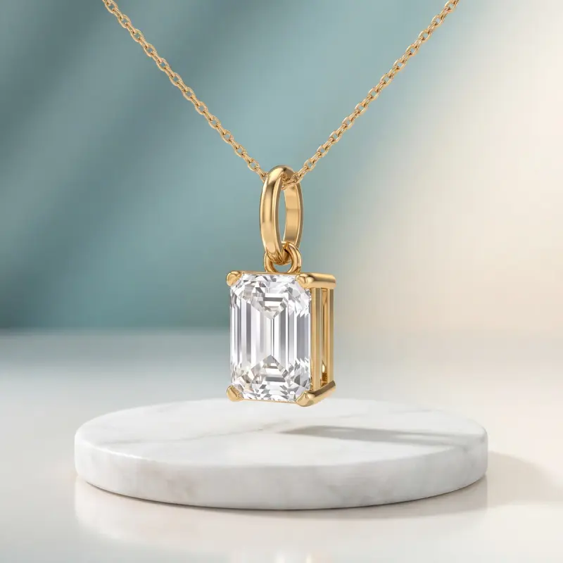 Emerald Lab-Grown Diamond Pendant, 2.00 ct — 14K yellow gold