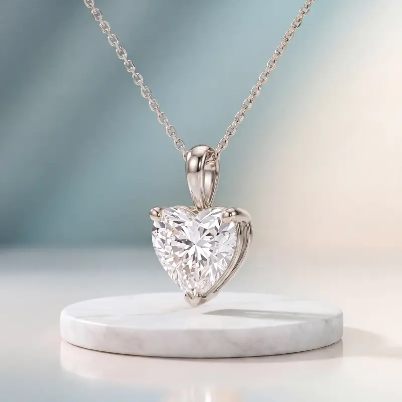 Heart Lab-Grown Diamond Pendant, 2.00 ct — 14K white gold