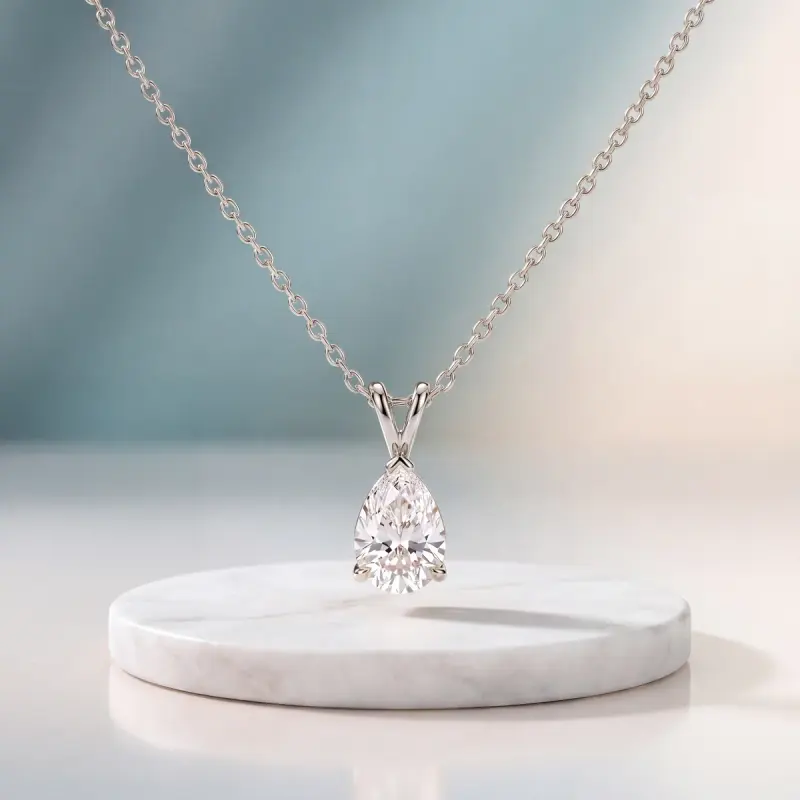 Pear Lab-Grown Diamond Pendant, 2.00 ct — 14K white gold