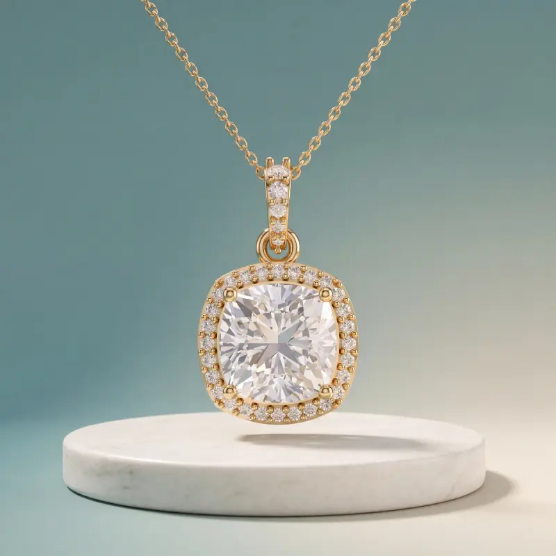 Cushion Lab-Grown Diamond Pendant, 2.00 ct — 14K yellow gold