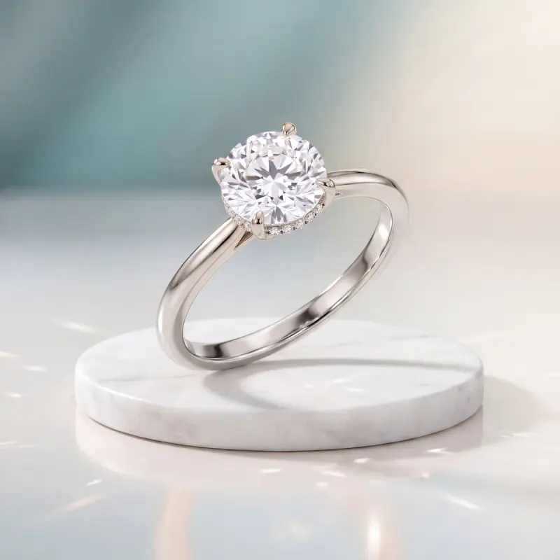 Round Lab-Grown Diamond Solitaire Ring, 1.50 ct — 14K white gold
