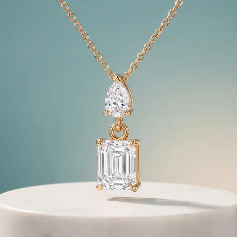 Emerald Lab-Grown Diamond Pendant, 1.74 ct — 14K yellow gold