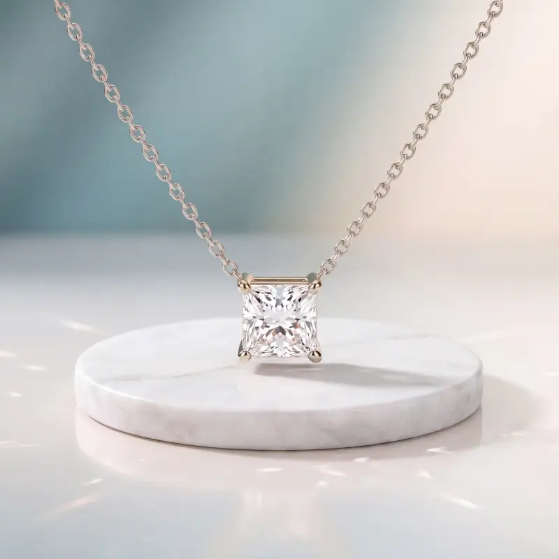 Princess Lab-Grown Diamond Pendant, 2.00 ct — 14K white gold