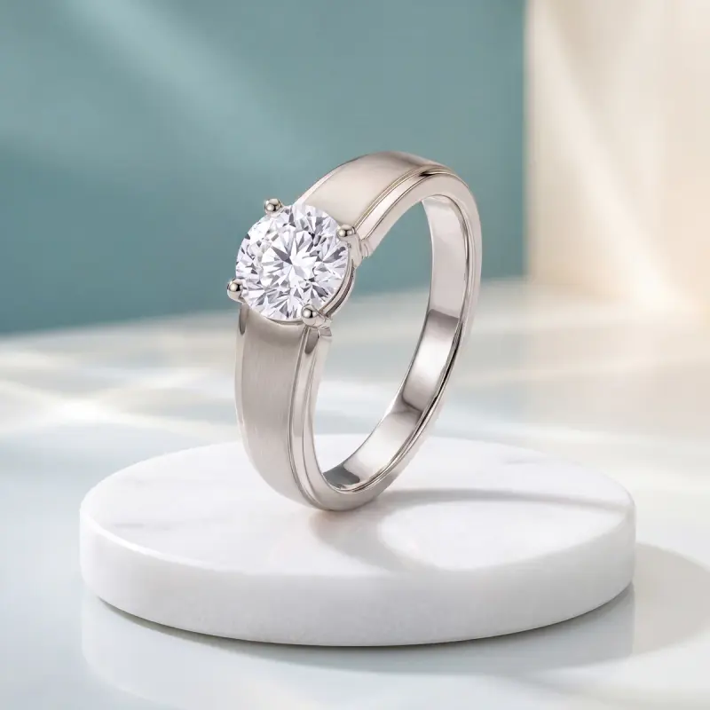 Round Lab-Grown Diamond Solitaire Ring, 2.00 ct — 14K white gold