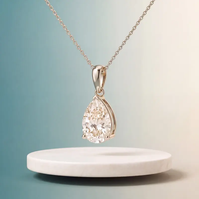 Pear Lab-Grown Diamond Pendant, 2.00 ct — 14K white gold