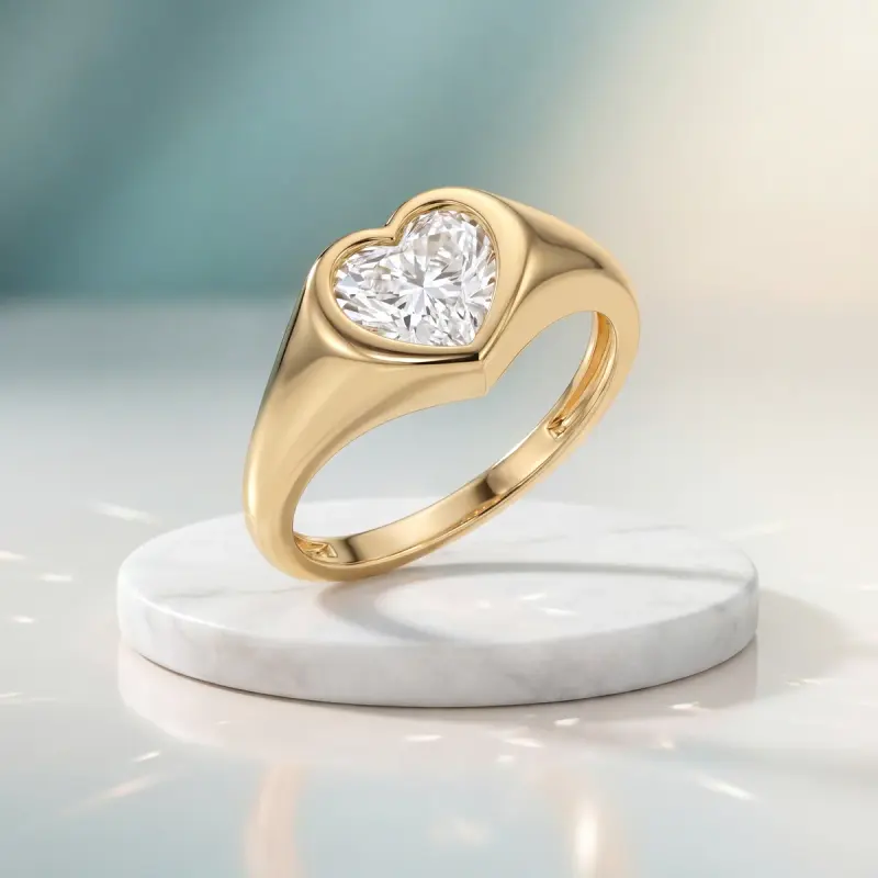 Heart Lab-Grown Diamond Solitaire Ring, 1.51 ct — 14K yellow gold