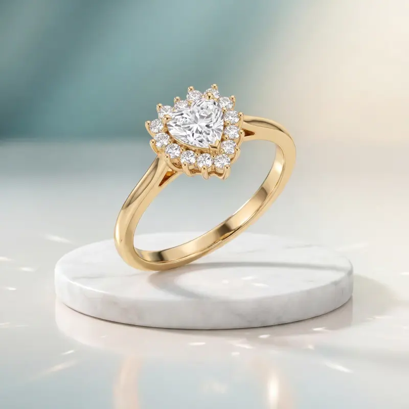 Heart Lab-Grown Diamond Ring with Side Stones, 1.25 ct — 14K yellow gold
