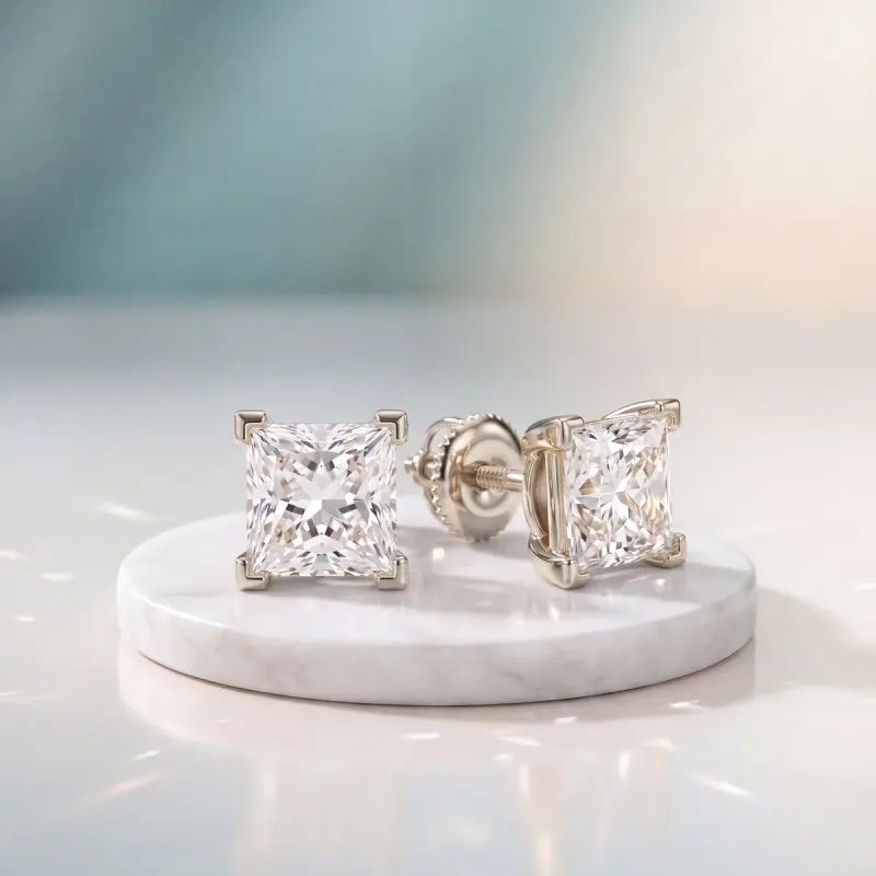 Princess Lab-Grown Diamond Earrings, 2.50 ct total — 14K white gold