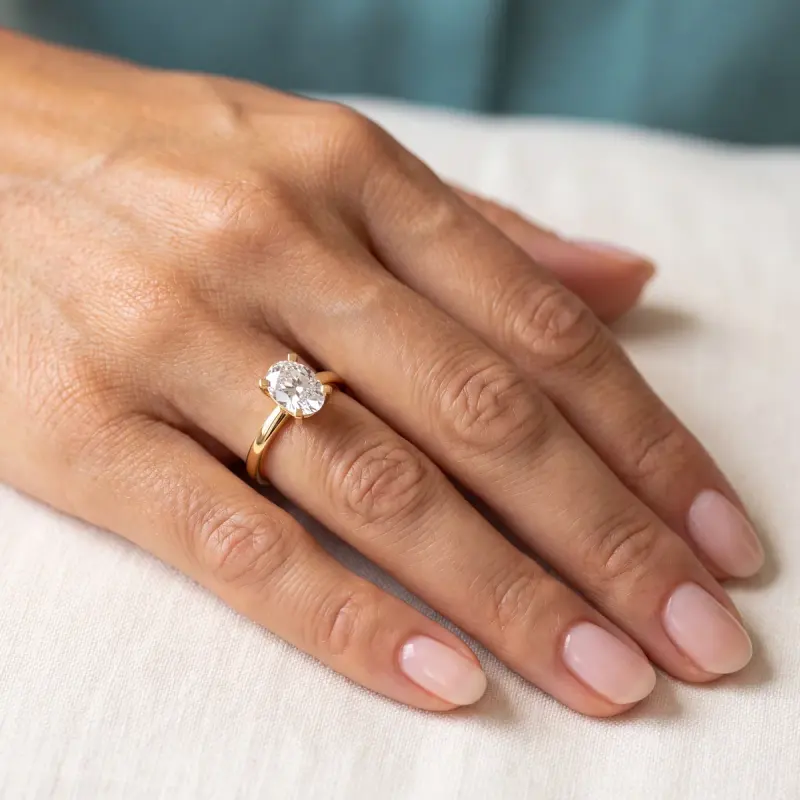 Oval Lab-Grown Diamond Solitaire Ring, 2.00 ct — 14K yellow gold