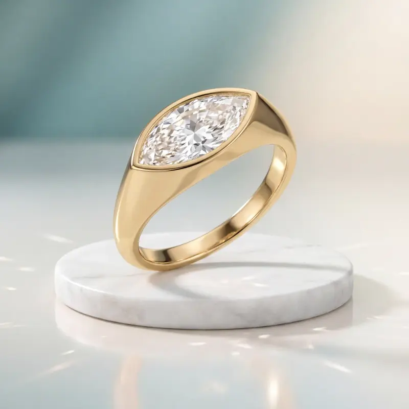 Marquise Lab-Grown Diamond Solitaire Ring, 2.00 ct — 14K yellow gold