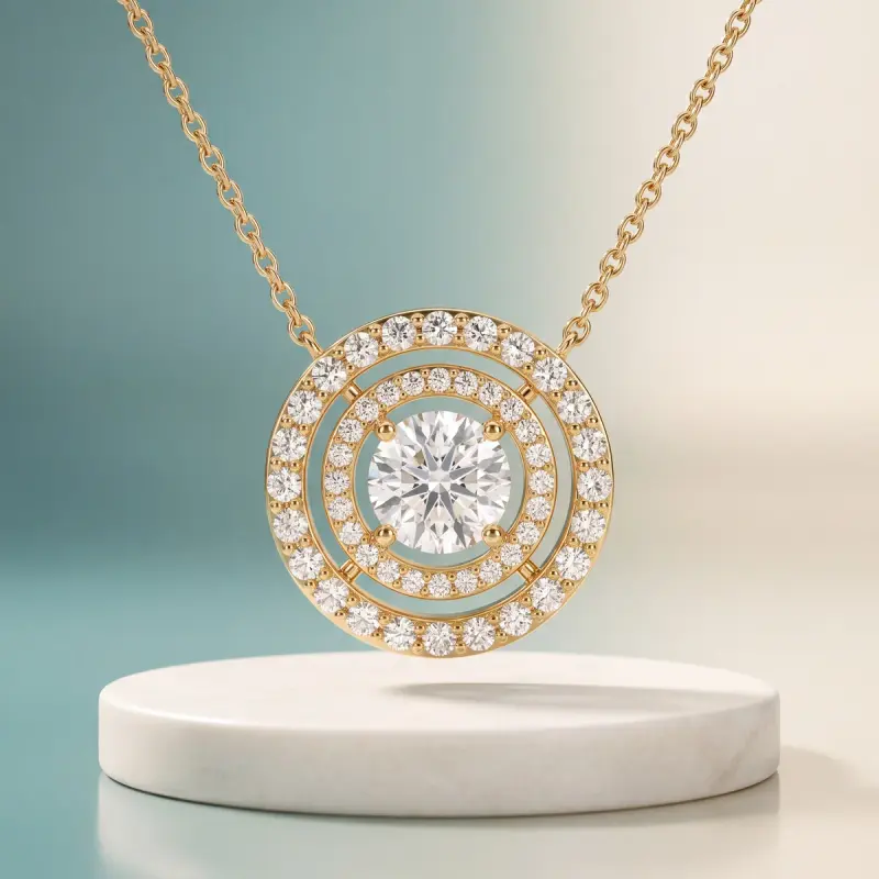 Round Lab-Grown Diamond Pendant, 2.00 ct — 14K yellow gold