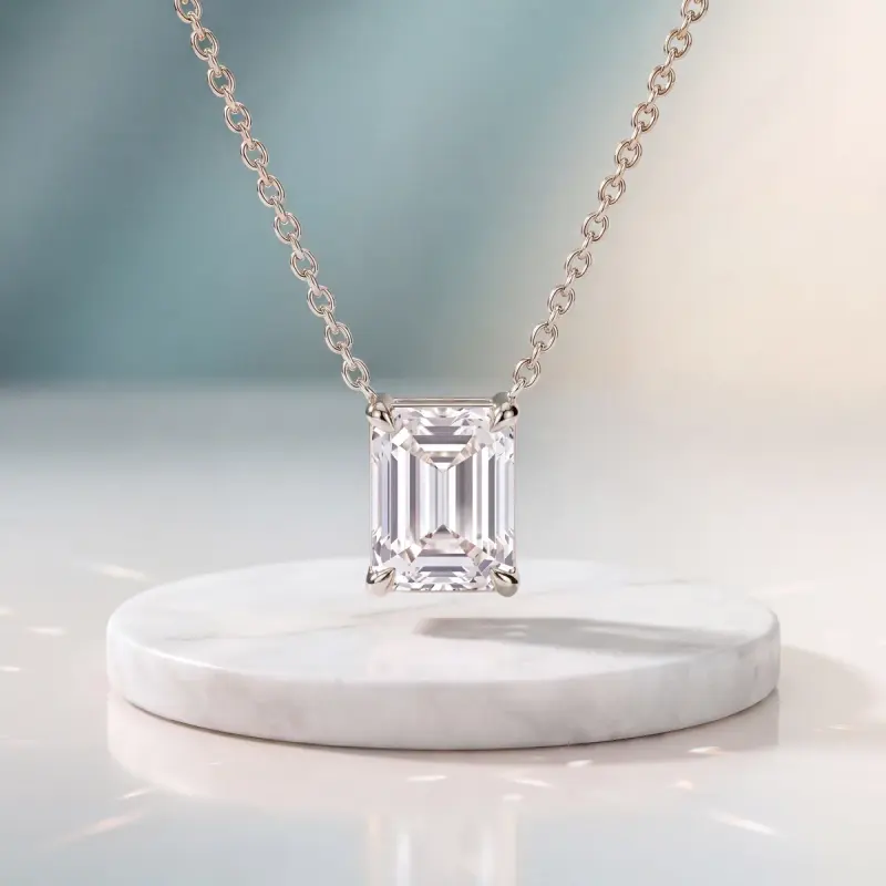 Emerald Lab-Grown Diamond Pendant, 2.00 ct — 14K white gold