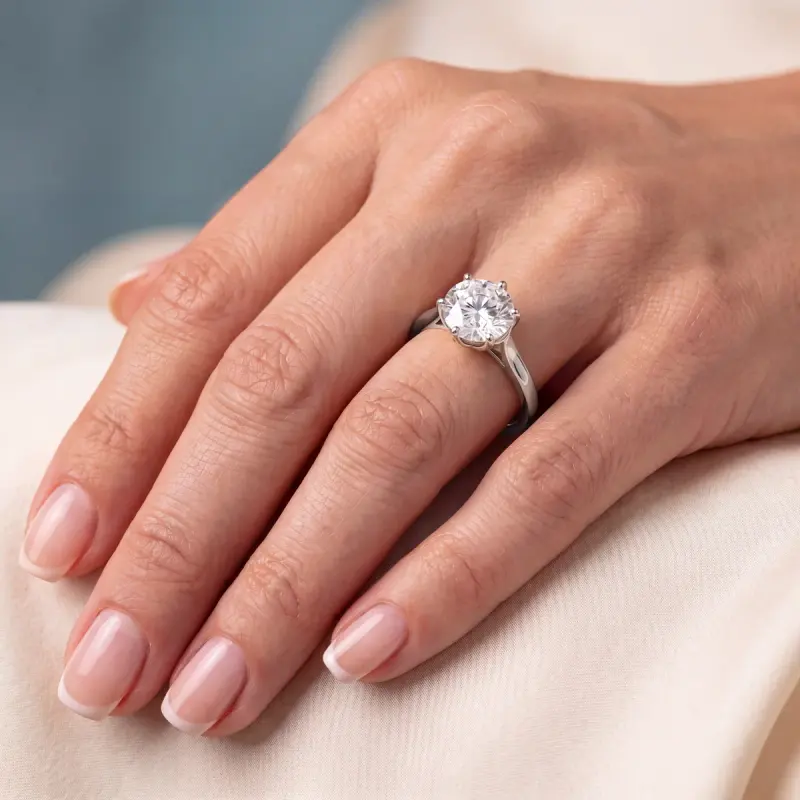 Round Lab-Grown Diamond Solitaire Ring, 2.50 ct — 14K white gold