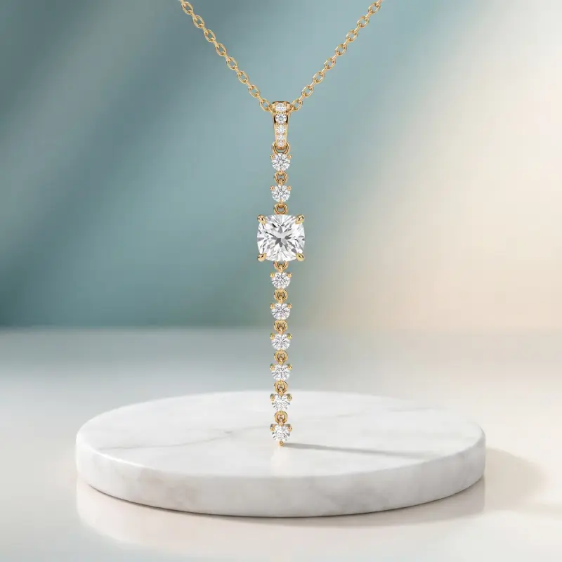 Cushion Lab-Grown Diamond Pendant, 2.00 ct — 14K yellow gold