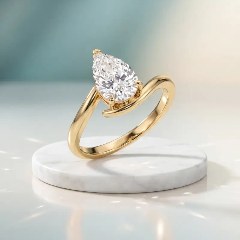 Pear Lab-Grown Diamond Solitaire Ring, 2.01 ct — 14K yellow gold