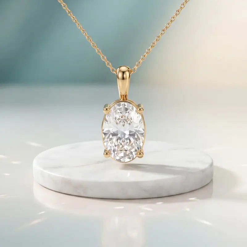 Oval Lab-Grown Diamond Pendant, 2.00 ct — 14K yellow gold