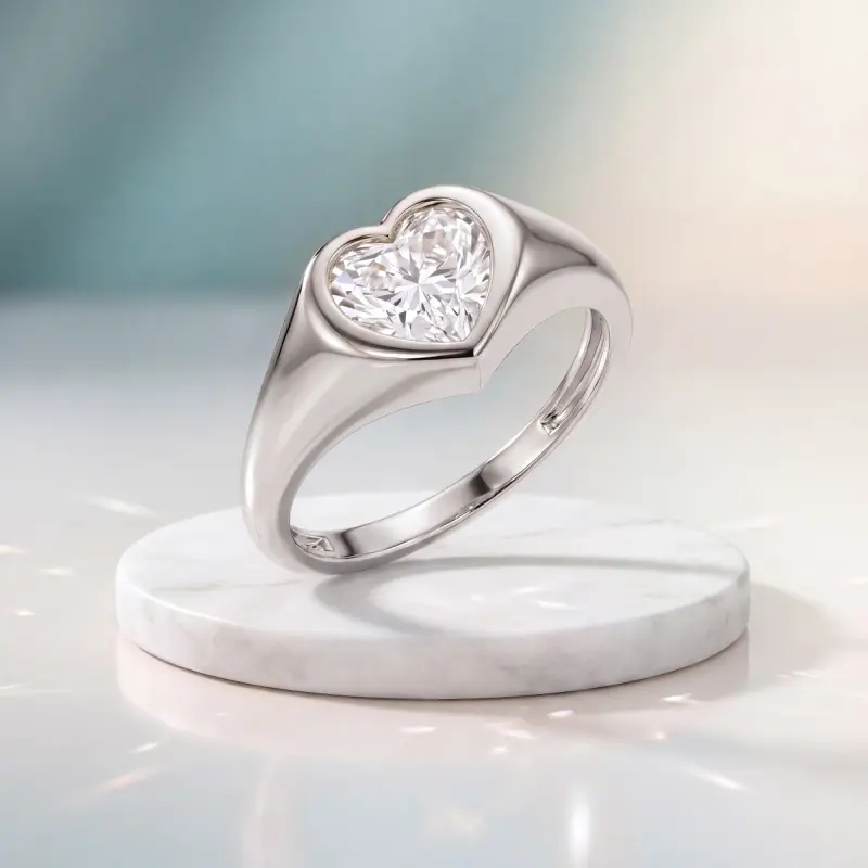 Heart Lab-Grown Diamond Solitaire Ring, 1.51 ct — 14K white gold