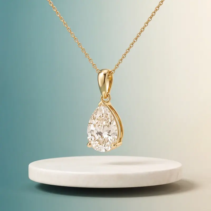 Pear Lab-Grown Diamond Pendant, 2.00 ct — 14K yellow gold