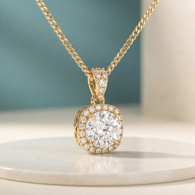 Round Lab-Grown Diamond Pendant, 1.44 ct — 14K yellow gold
