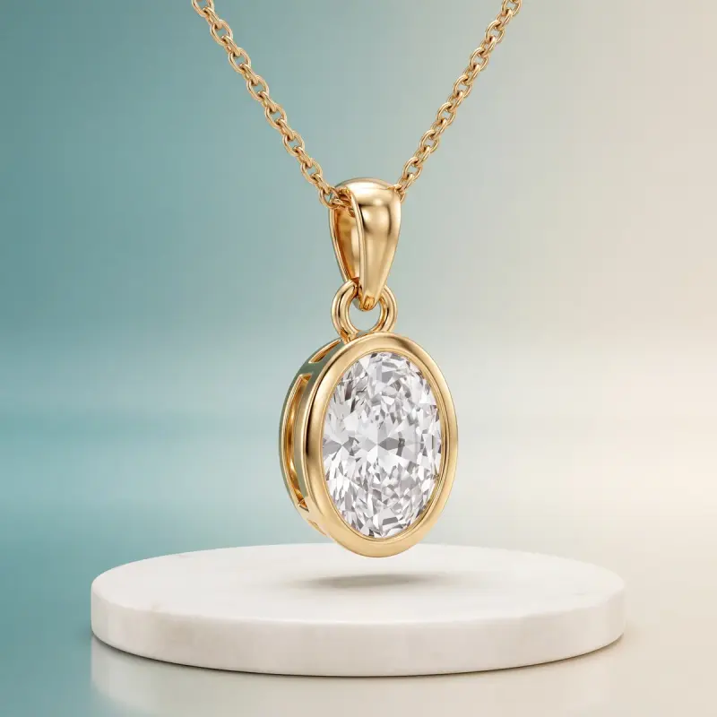Oval Lab-Grown Diamond Pendant, 1.86 ct — 14K yellow gold