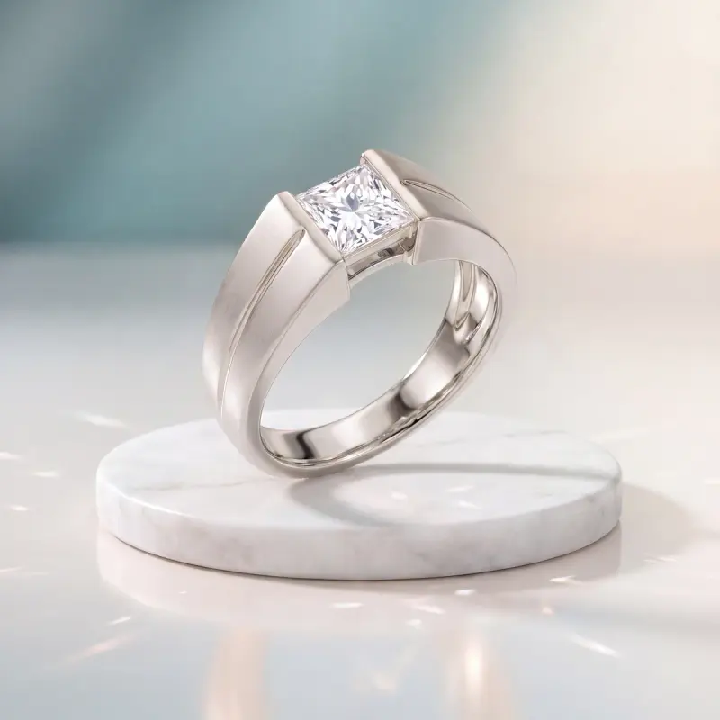 Princess Lab-Grown Diamond Solitaire Ring, 1.80 ct — 14K white gold