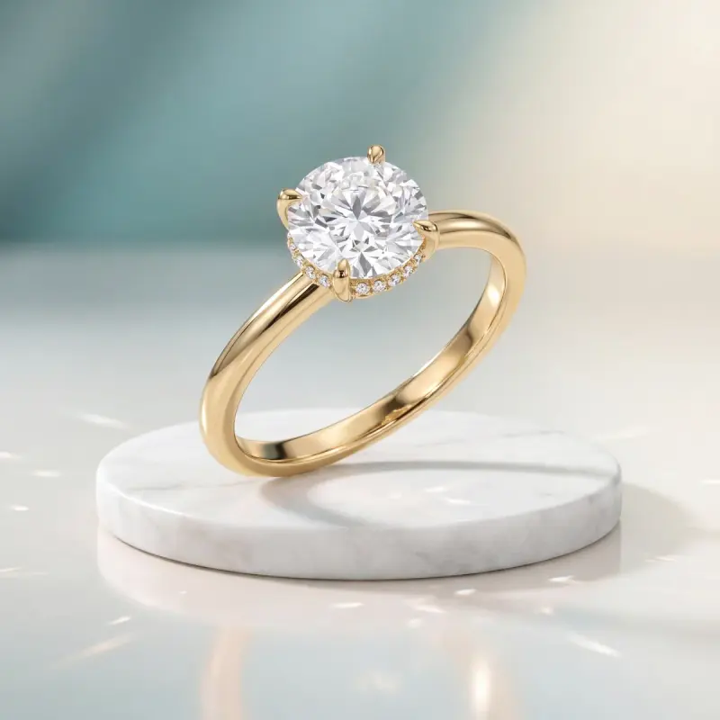 Round Lab-Grown Diamond Solitaire Ring, 2.00 ct — 14K yellow gold