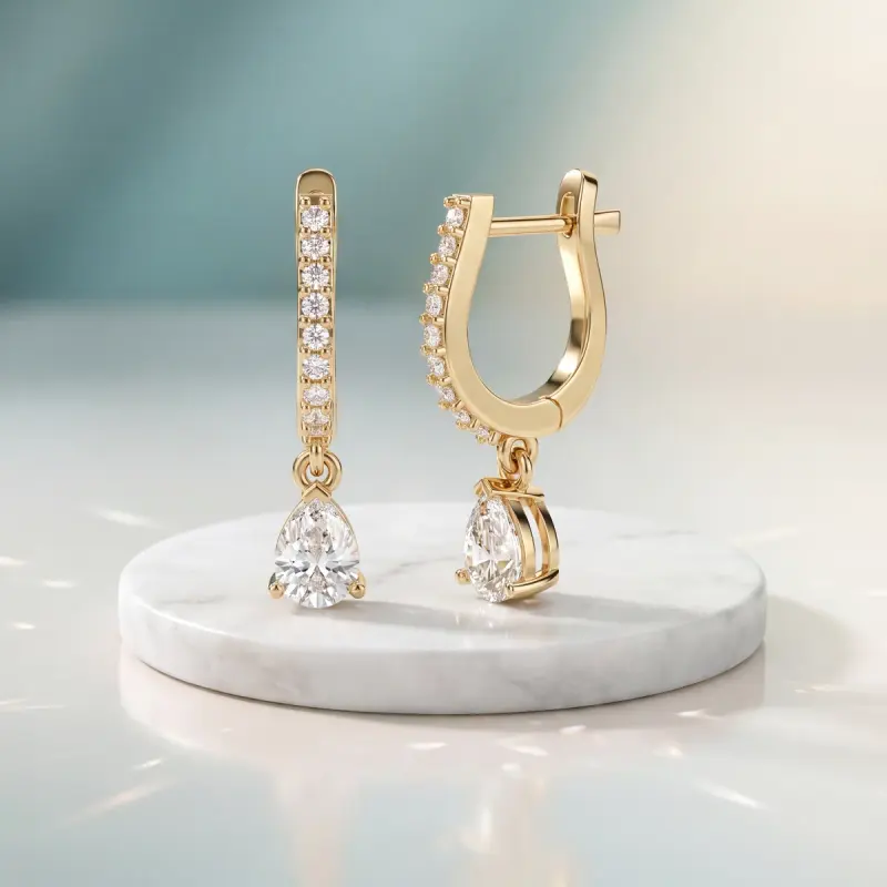 Pear Lab-Grown Diamond Drop Earrings, 3.68 ct total — 14K yellow gold