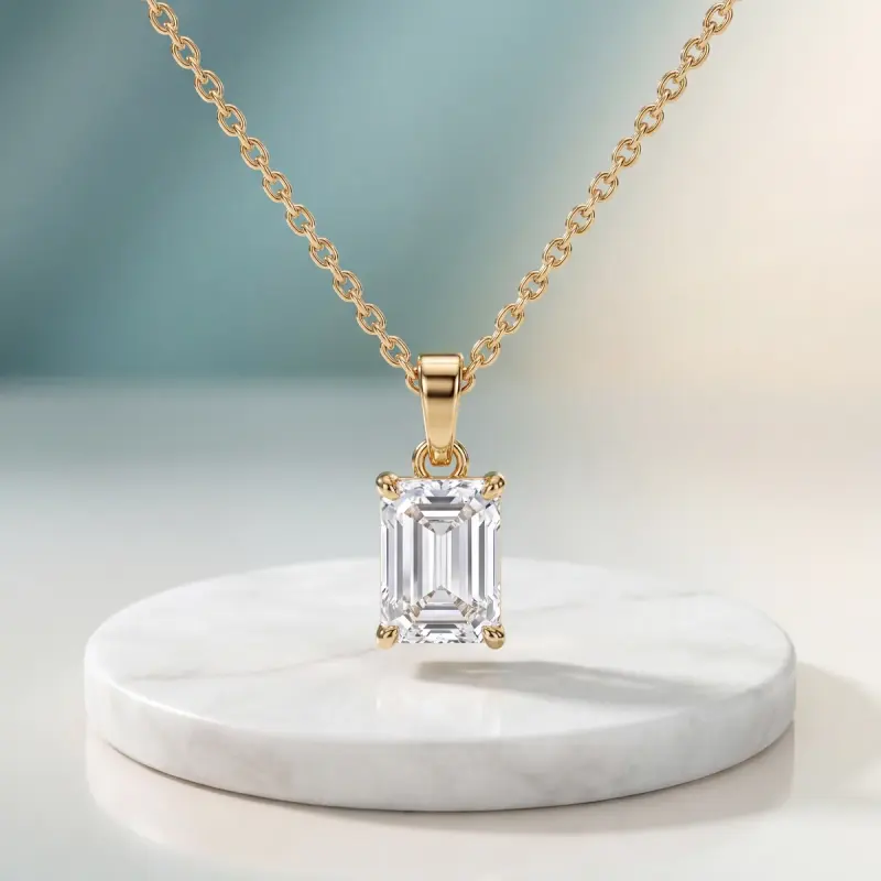 Emerald Lab-Grown Diamond Pendant, 2.00 ct — 14K yellow gold