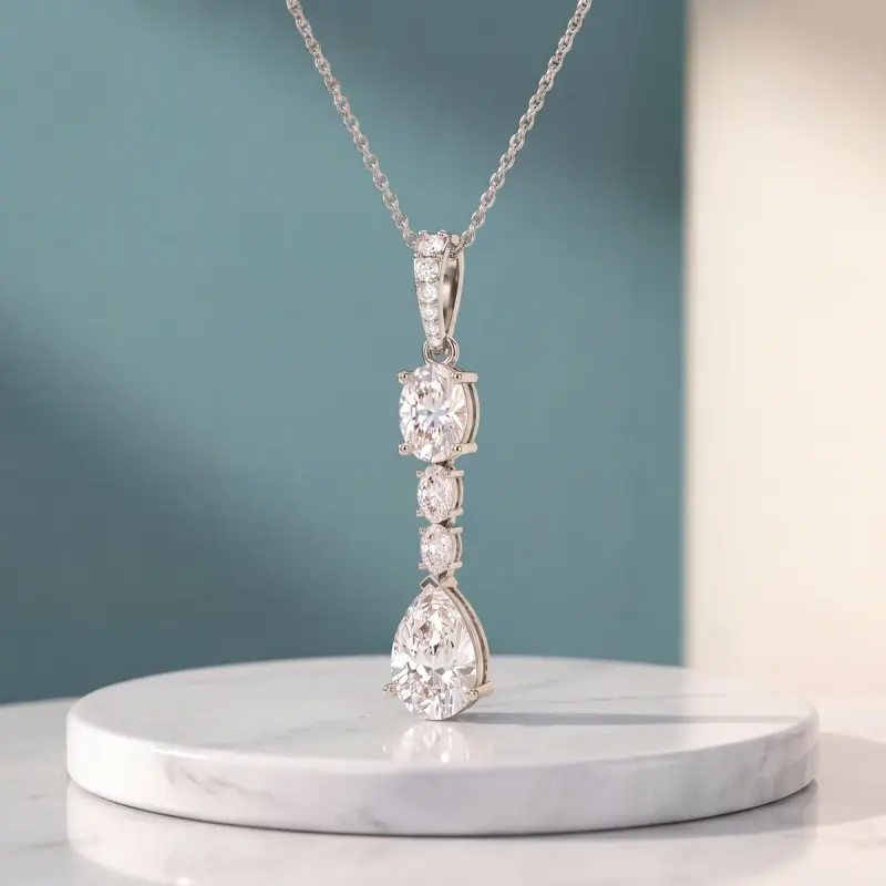 Pear Lab-Grown Diamond Pendant, 2.50 ct — 14K white gold
