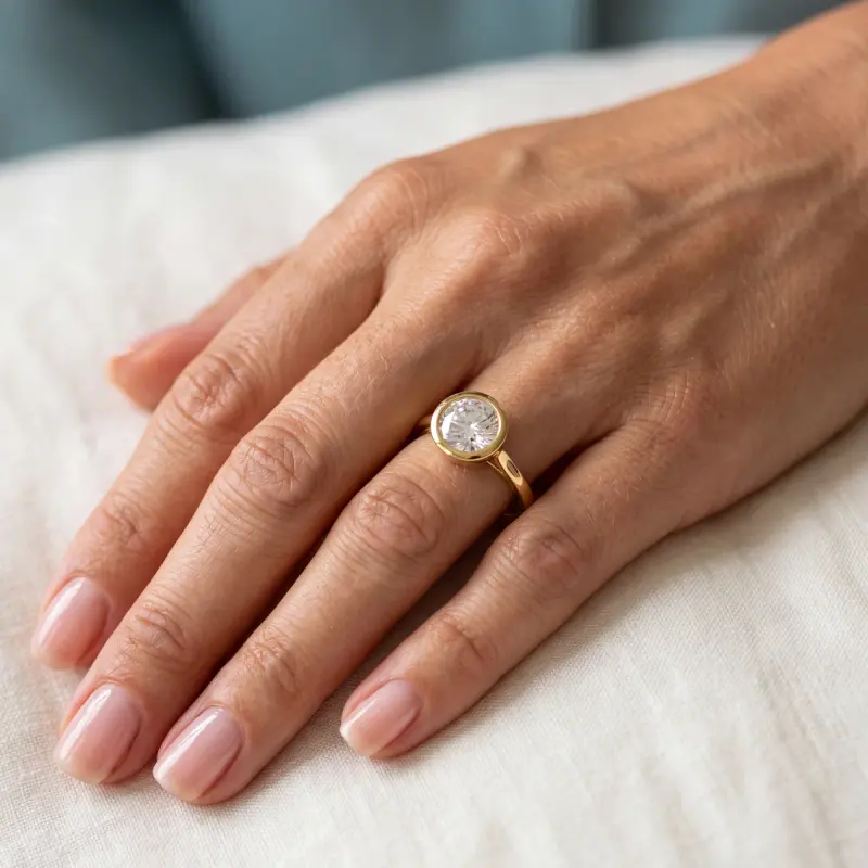 Round Lab-Grown Diamond Solitaire Ring, 2.00 ct — 14K yellow gold