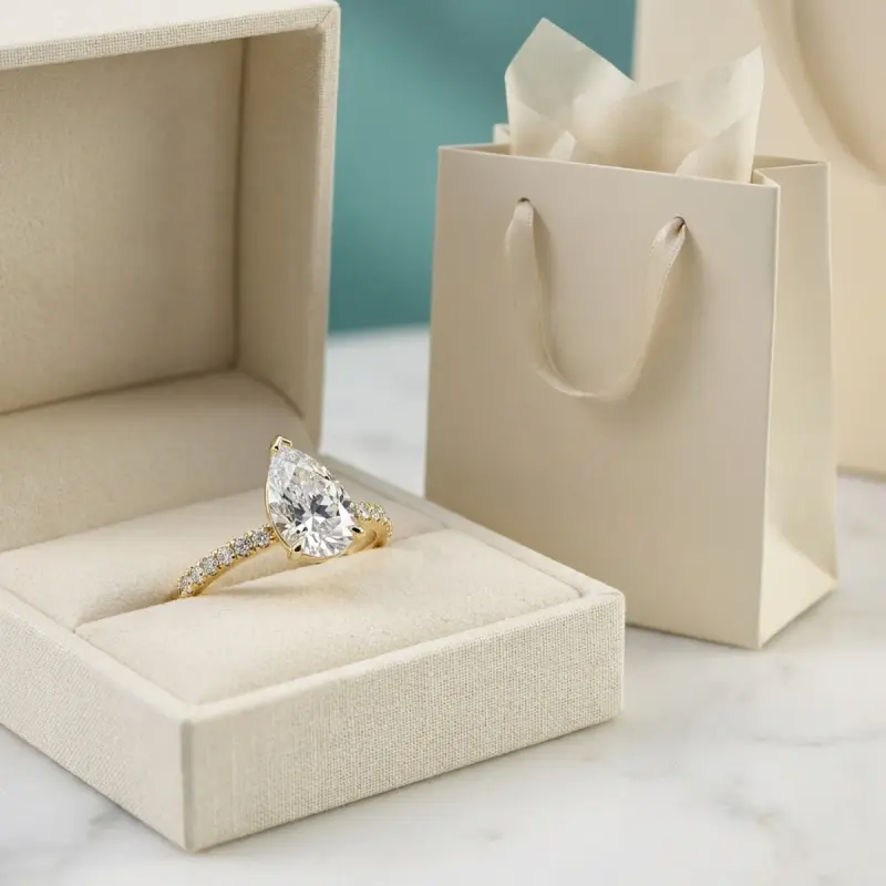 Pear Lab-Grown Diamond Ring with Side Stones, 2.00 ct — 14K yellow gold (4/4)
