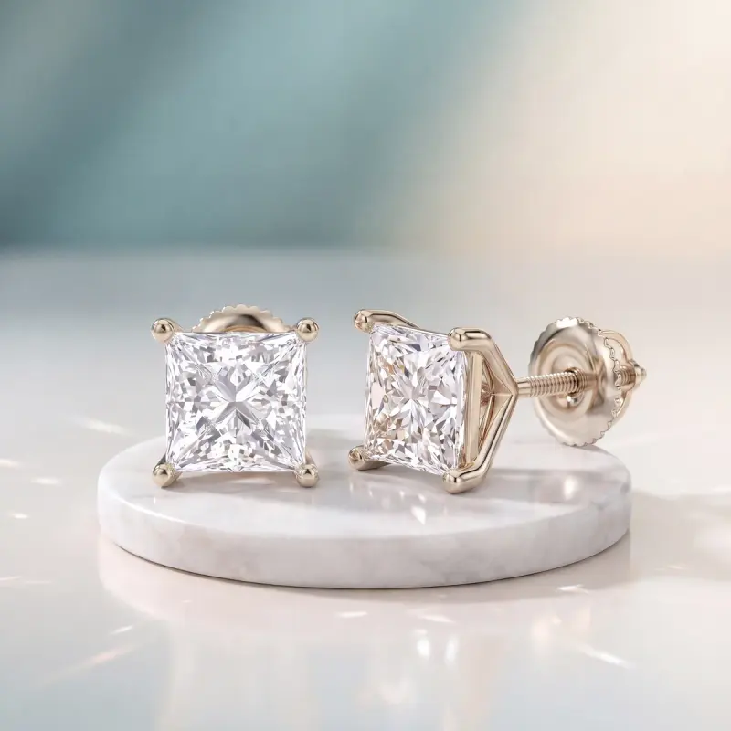 Princess Lab-Grown Diamond Earrings, 4.00 ct total — 14K white gold