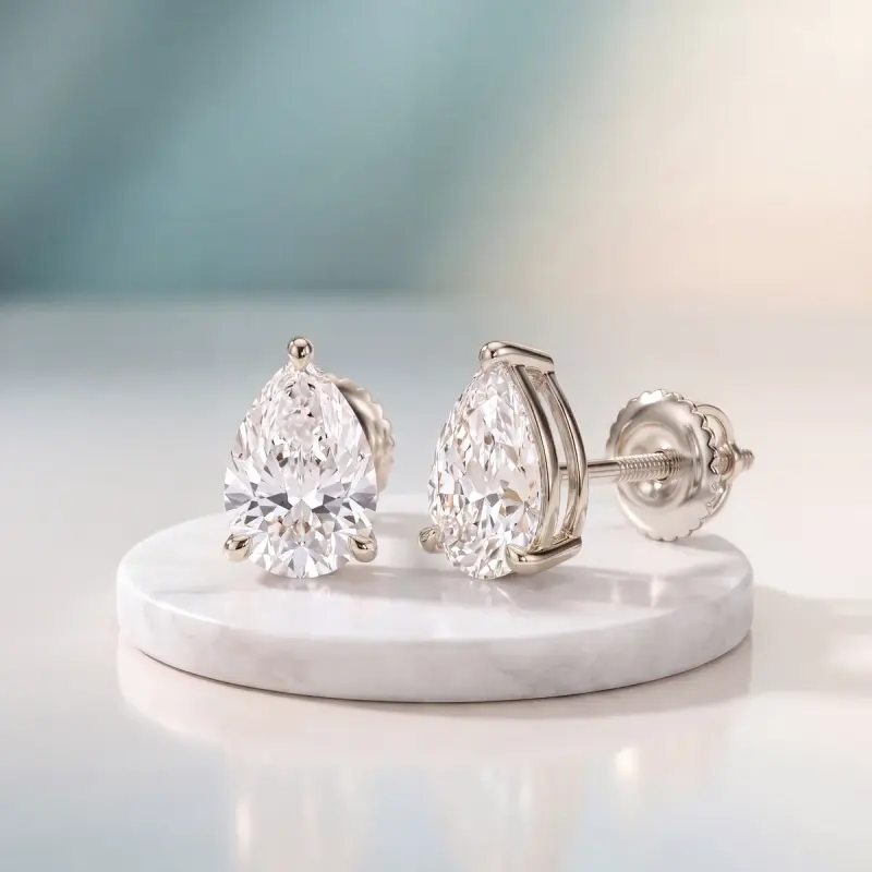 Pear Lab-Grown Diamond Earrings, 4.00 ct total — 14K white gold