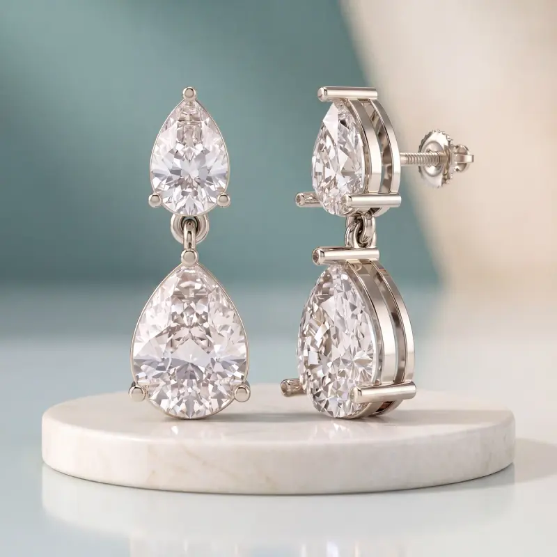 Pear Lab-Grown Diamond Earrings, 3.44 ct total — 14K white gold