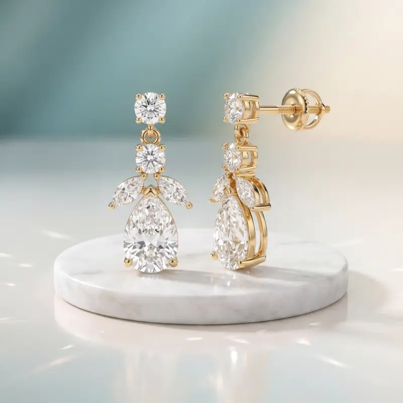 Pear Lab-Grown Diamond Earrings, 4.22 ct total — 14K yellow gold