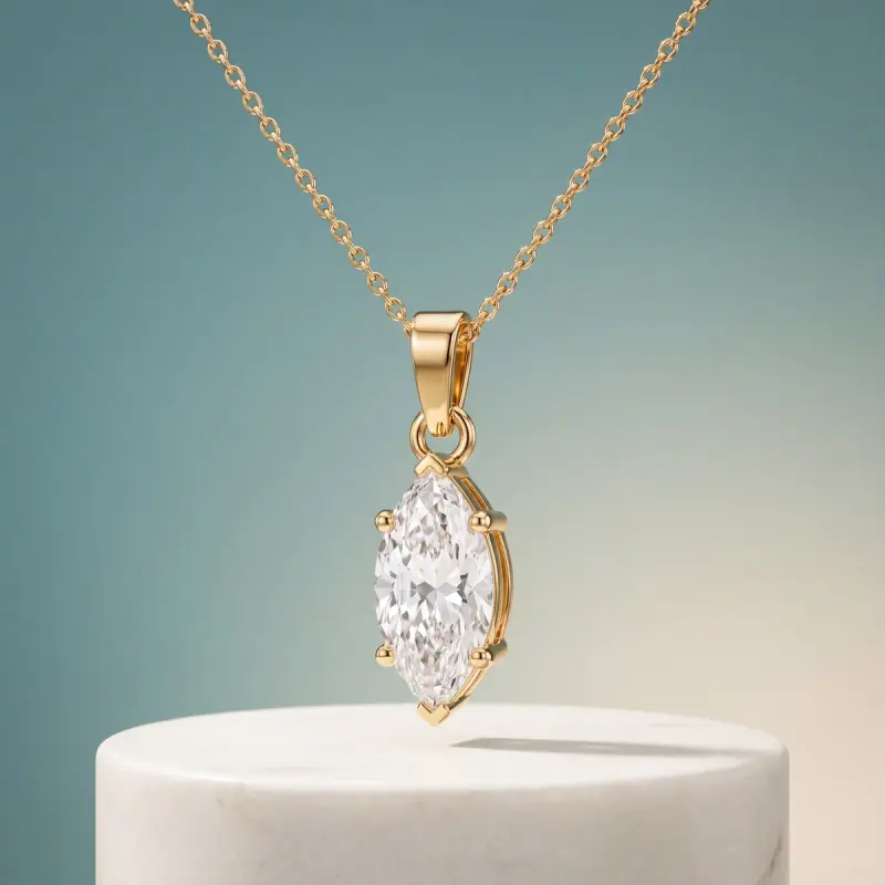 Marquise Lab-Grown Diamond Pendant, 2.00 ct — 14K yellow gold