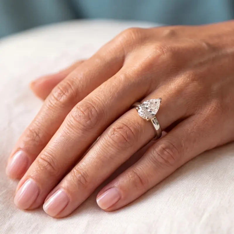 Pear Lab-Grown Diamond Solitaire Ring, 2.00 ct — 14K white gold