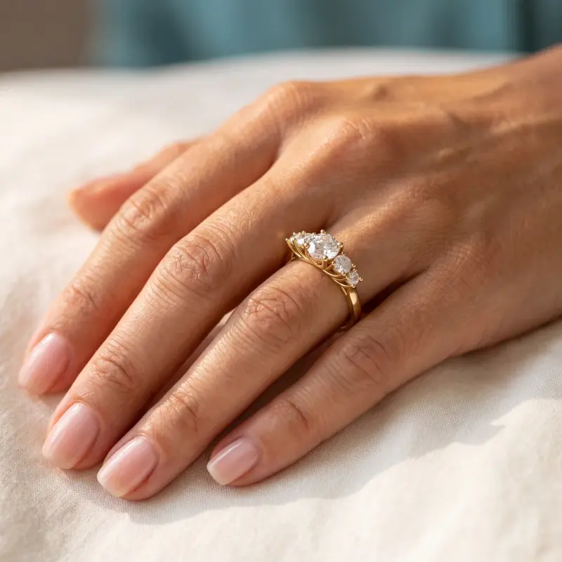 Round Lab-Grown Diamond Ring with Side Stones, 1.50 ct — 14K yellow gold (2/2)