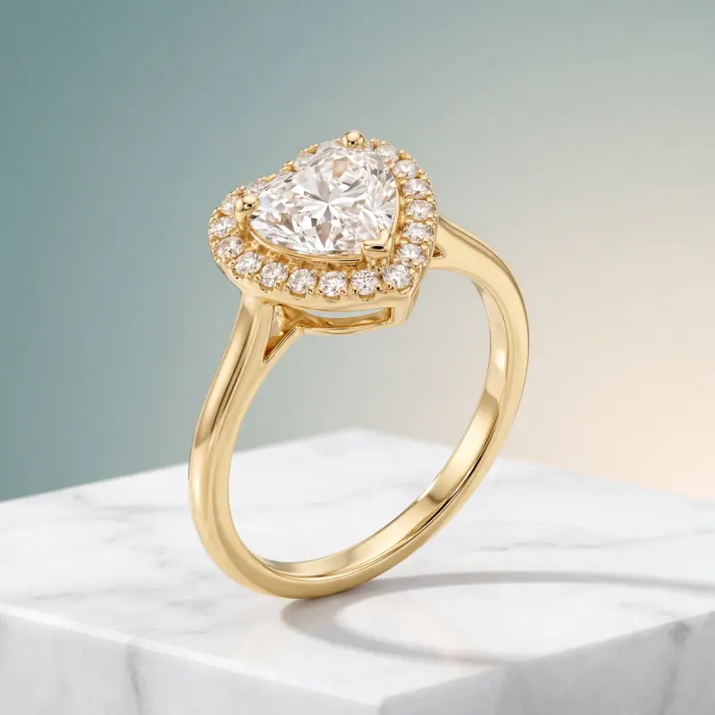 Heart Lab-Grown Diamond Ring with Side Stones, 1.25 ct — 14K yellow gold