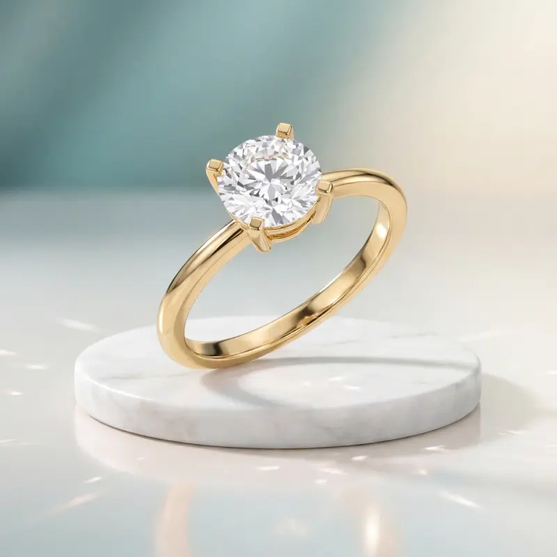 Round Lab-Grown Diamond Solitaire Ring, 2.00 ct — 14K yellow gold