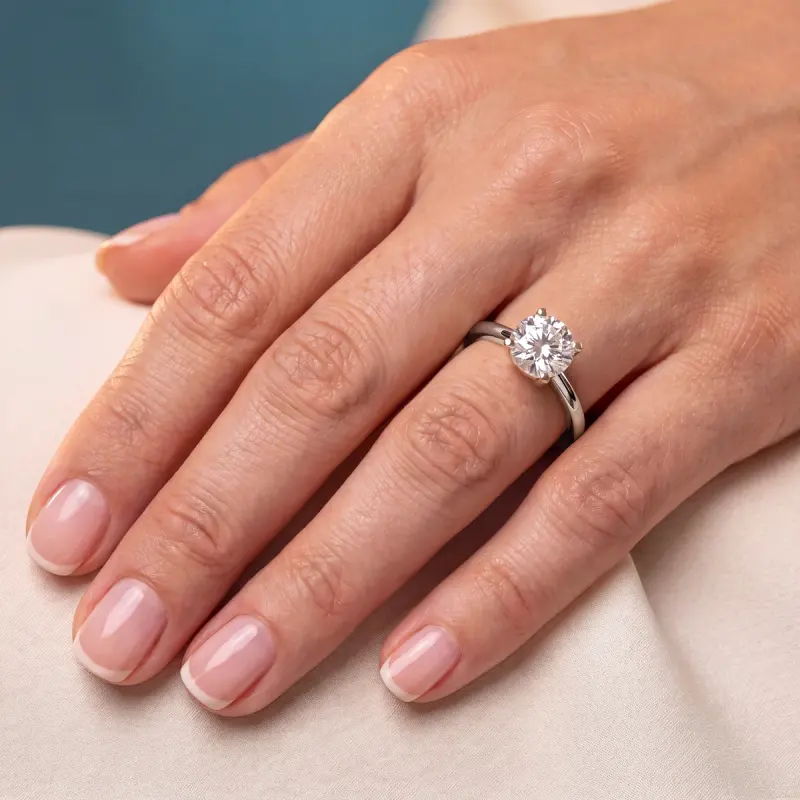 Round Lab-Grown Diamond Solitaire Ring, 2.00 ct — 14K white gold