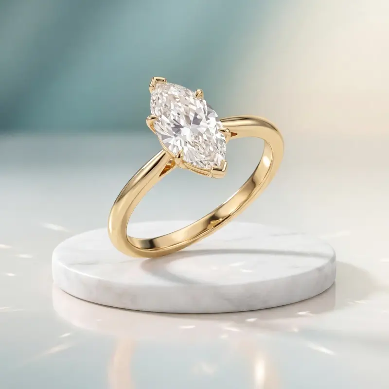 Marquise Lab-Grown Diamond Solitaire Ring, 2.00 ct — 14K yellow gold