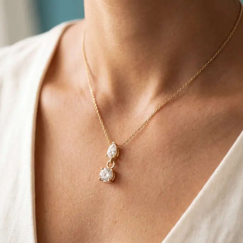 Round Lab-Grown Diamond Pendant, 2.00 ct — 14K yellow gold