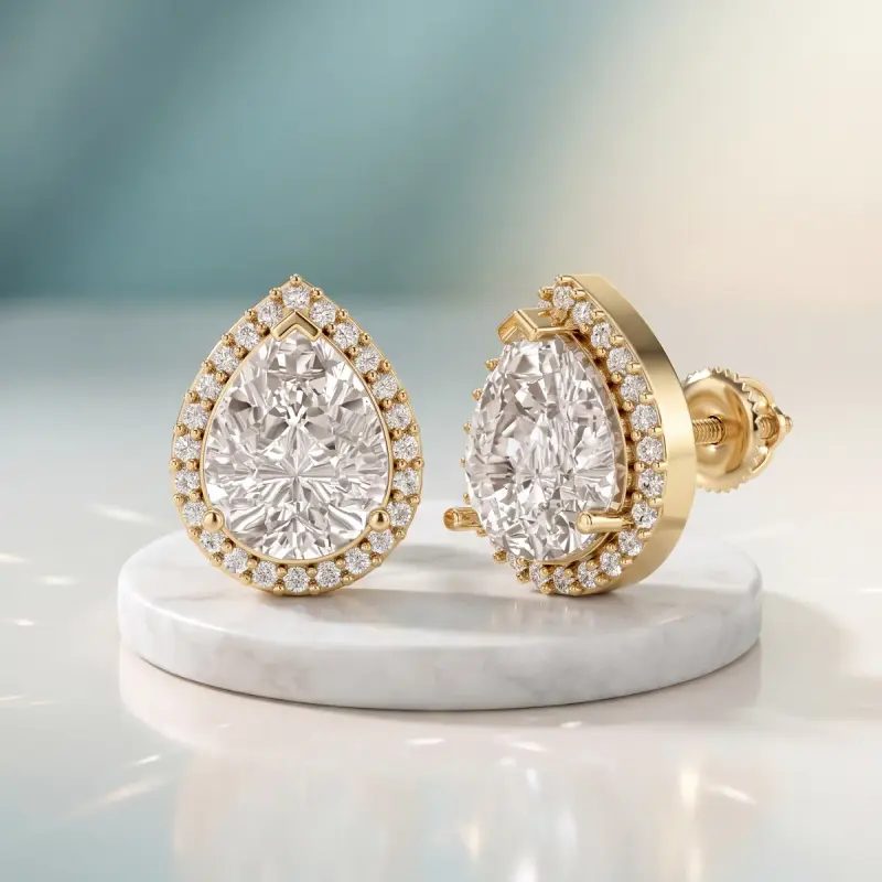 Pear Lab-Grown Diamond Earrings, 4.35 ct total — 14K yellow gold