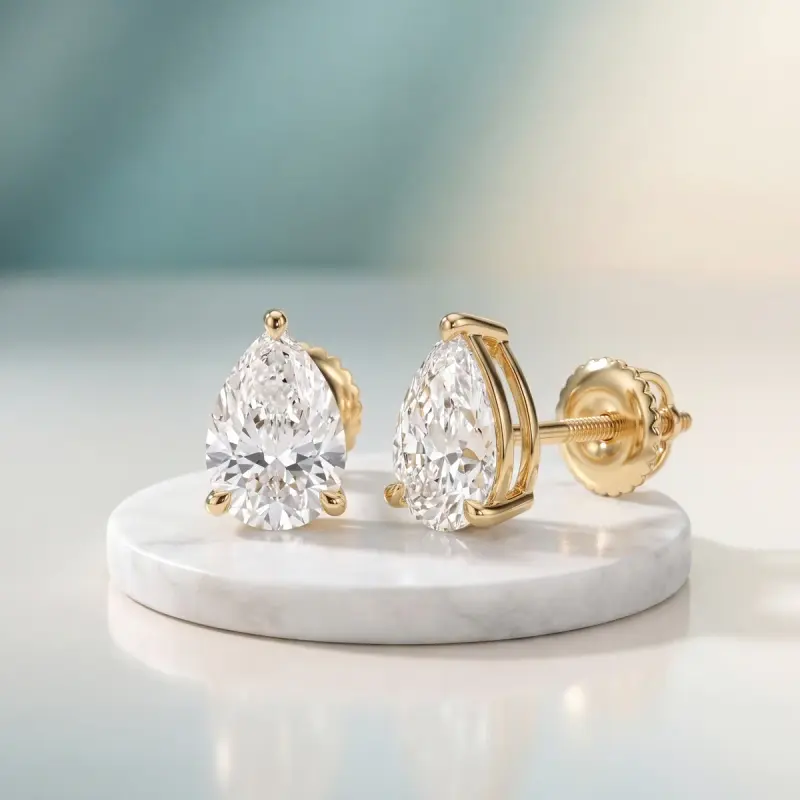 Pear Lab-Grown Diamond Earrings, 4.00 ct total — 14K yellow gold