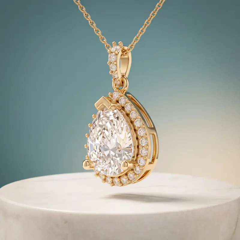 Pear Lab-Grown Diamond Pendant, 2.00 ct — 14K yellow gold